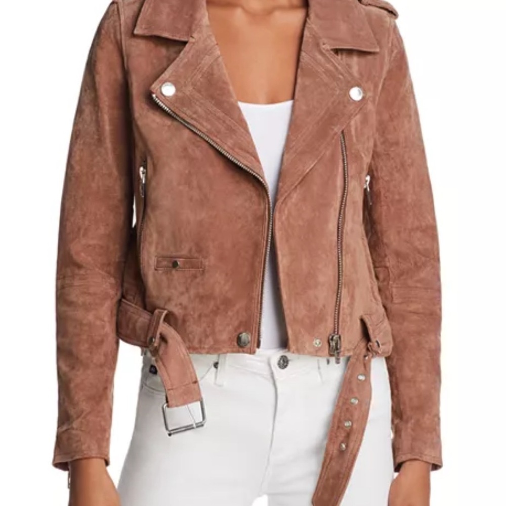 Blank NYC Suede Moto Jacket Size Small in Coffee Bean Brown